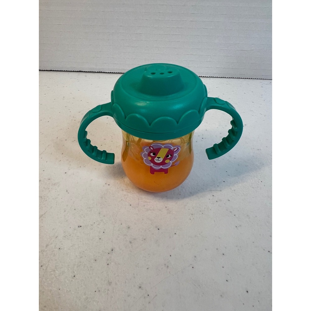 Baby Alive Juice bottle Cup Magic Disappearing Orange Liquid Teal Lid Lion